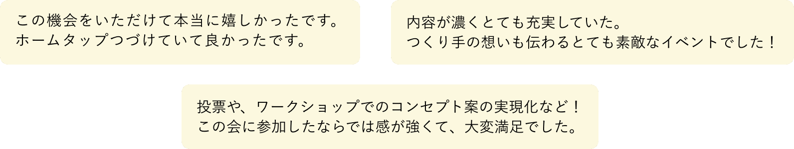 この機会をいただけて本当に嬉しかったです。ホームタップつづけていて良かったです。